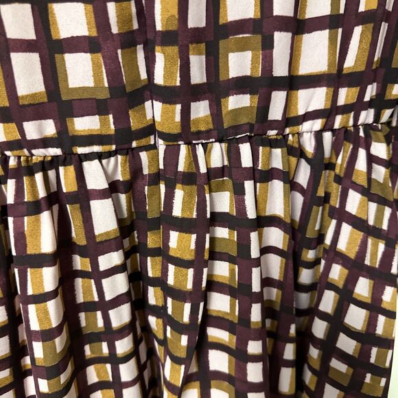 NEW Gal Meets Glam Lindsey 3/4 Slv Dress Sze 2 Windowpane Multi Tie Neck Pockets - Picture 10 of 13